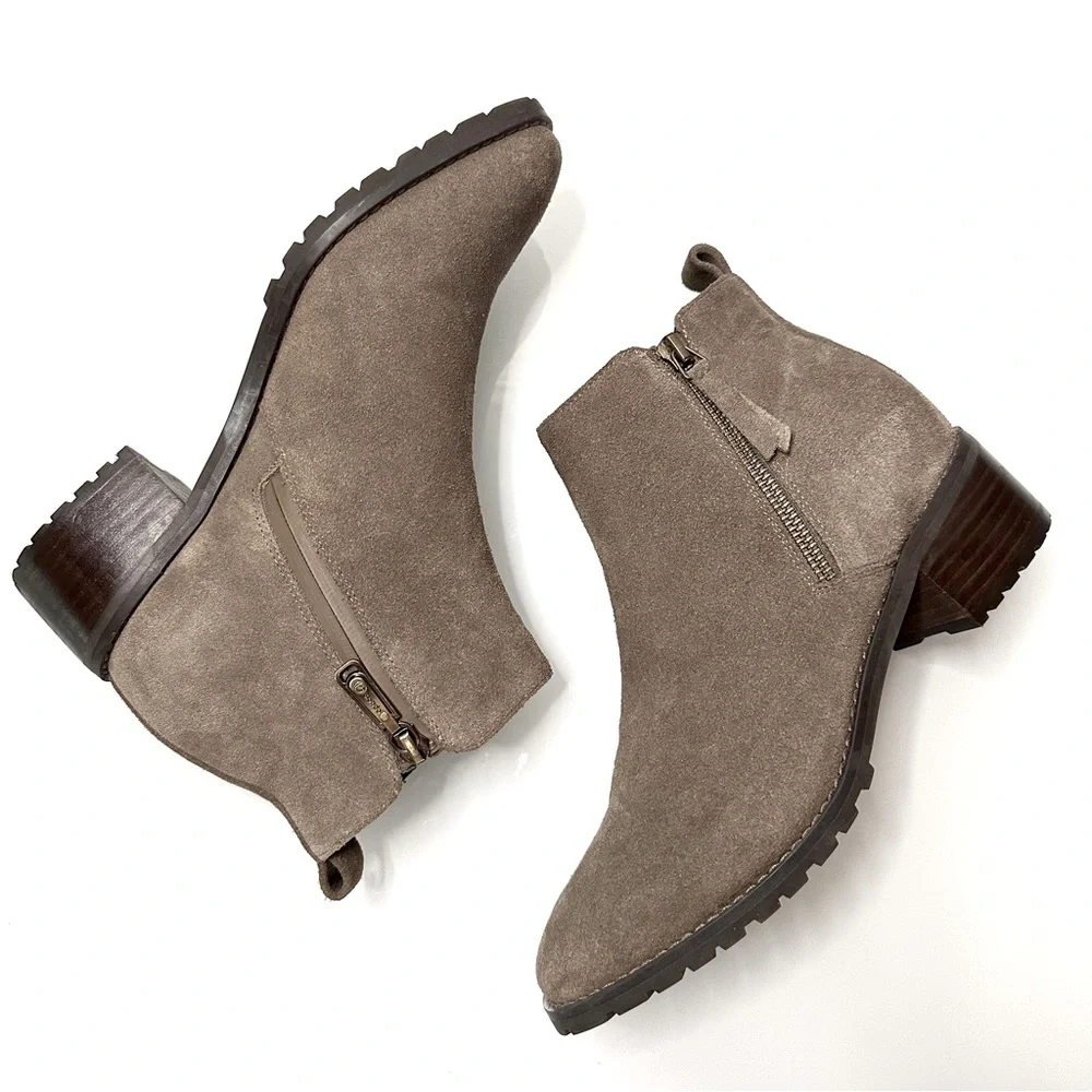 Blondo Tamara Waterproof Suede Leather Zip Bootie 8 Taupe